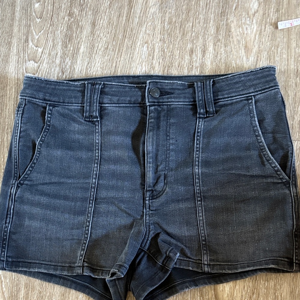 American Eagle Outfitters black Next Lever Super High Waisted denim shorts